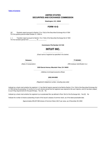 Vorschaubild Intuit 10-Q Quartalsbericht  