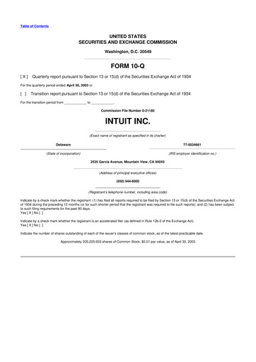 Vorschaubild Intuit 10-Q Quartalsbericht  