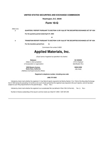 Thumbnail Applied Materials 10-Q Quarterly Report FY 