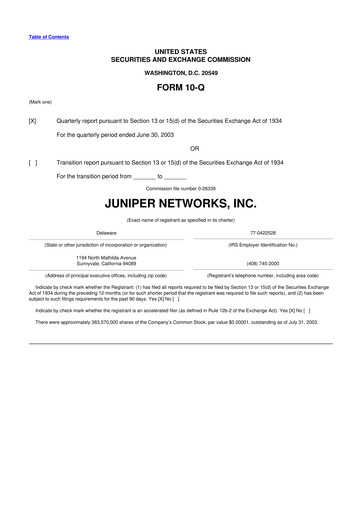 Thumbnail Juniper Networks
 10-Q Quarterly Report FY 