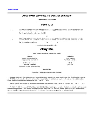 Thumbnail eBay 10-Q Quarterly Report FY 