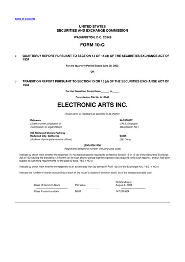 Thumbnail Electronic Arts 10-Q Quarterly Report FY 