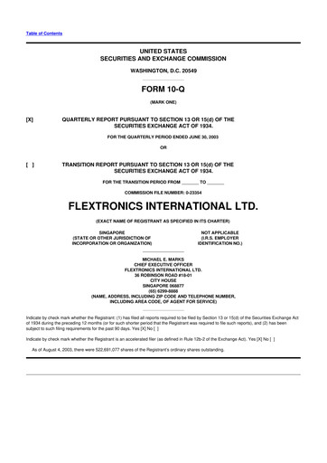 Thumbnail Flex 10-Q Quarterly Report FY 