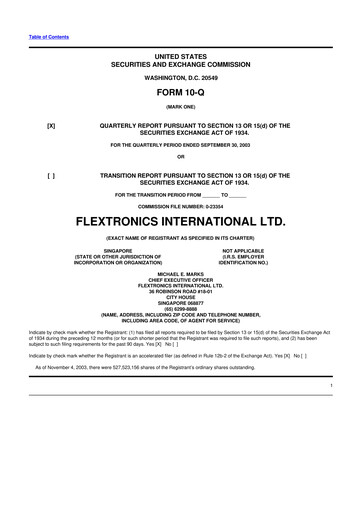 Thumbnail Flex 10-Q Quarterly Report FY 