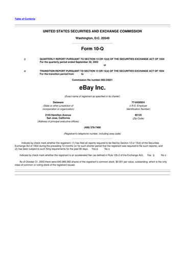 Thumbnail eBay 10-Q Quarterly Report FY 