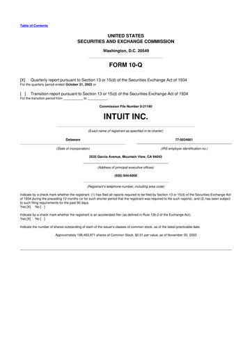 Vorschaubild Intuit 10-Q Quartalsbericht  