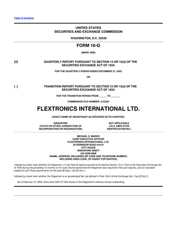 Thumbnail Flex 10-Q Quarterly Report FY 