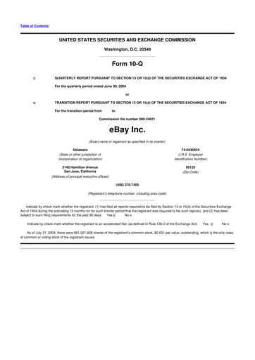 Thumbnail eBay 10-Q Quarterly Report FY 