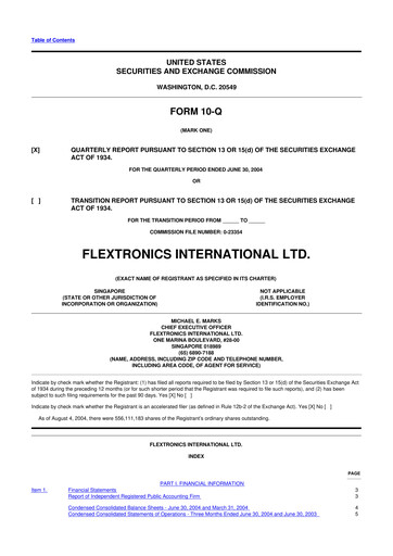 Thumbnail Flex 10-Q Quarterly Report FY 