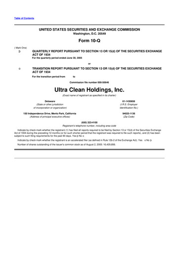 Vorschaubild UCT (Ultra Clean Holdings) 10-Q Quartalsbericht  