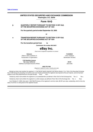 Thumbnail eBay 10-Q Quarterly Report FY 