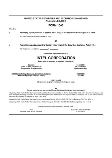 Thumbnail Intel 10-Q Quarterly Report FY 