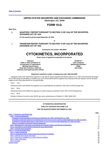 Thumbnail Cytokinetics
 10-Q Quarterly Report FY 