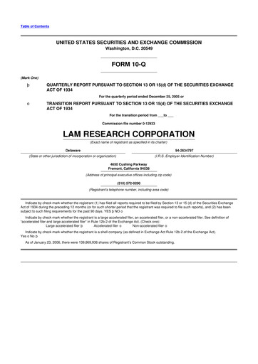 Thumbnail Lam Research 10-Q Quarterly Report FY 