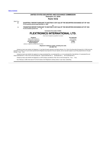 Thumbnail Flex 10-Q Quarterly Report FY 