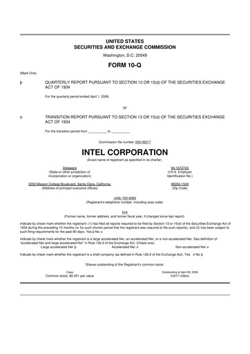 Thumbnail Intel 10-Q Quarterly Report FY 