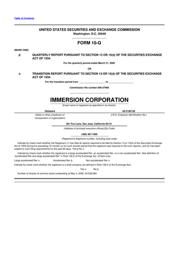Thumbnail Immersion Corporation
 10-Q Quarterly Report FY 