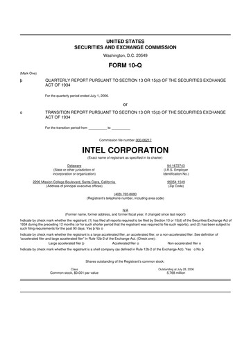 Thumbnail Intel 10-Q Quarterly Report FY 