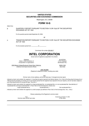 Thumbnail Intel 10-Q Quarterly Report FY 