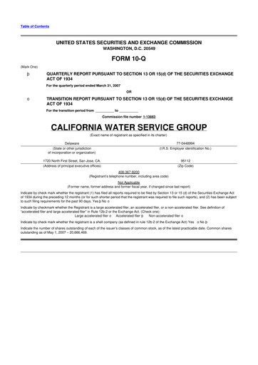 Vorschaubild California Water Service Group 10-Q Quartalsbericht  