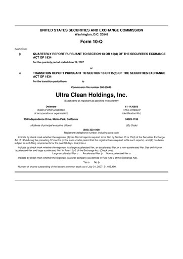 Vorschaubild UCT (Ultra Clean Holdings) 10-Q Quartalsbericht  