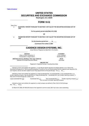 Thumbnail Cadence Design Systems 10-Q Quarterly Report FY 