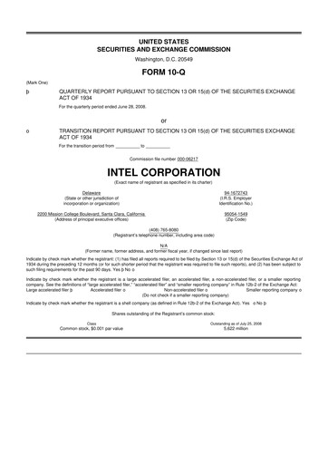 Thumbnail Intel 10-Q Quarterly Report FY 
