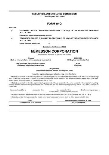 Thumbnail McKesson 10-Q Quarterly Report FY 