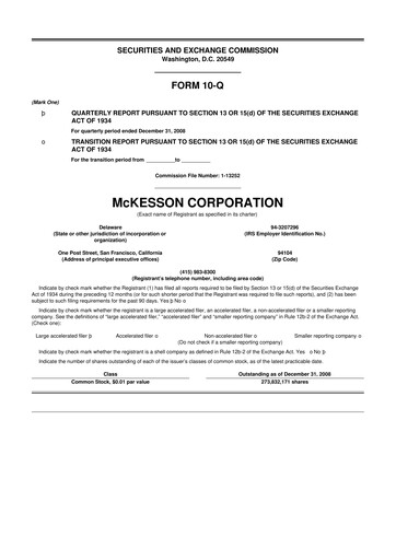 Thumbnail McKesson 10-Q Quarterly Report FY 