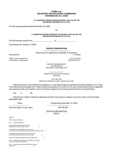 Thumbnail Cintas 10-Q Quarterly Report FY 