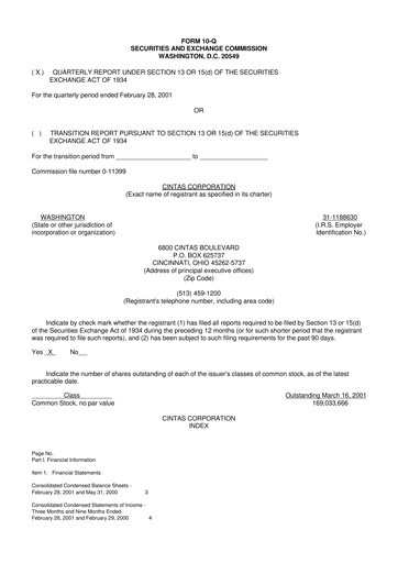 Thumbnail Cintas 10-Q Quarterly Report FY 