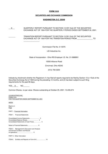 Miniature LSI Industries 10-Q Rapport trimestriel  