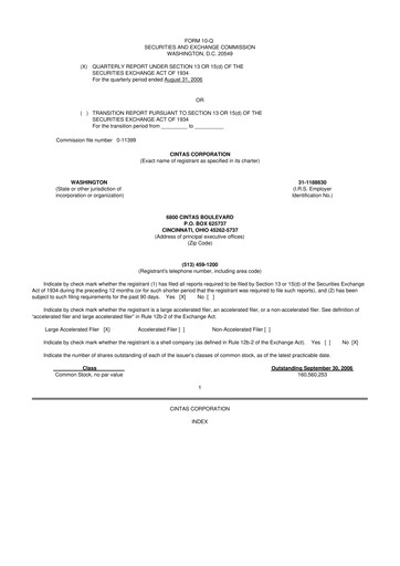 Thumbnail Cintas 10-Q Quarterly Report FY 