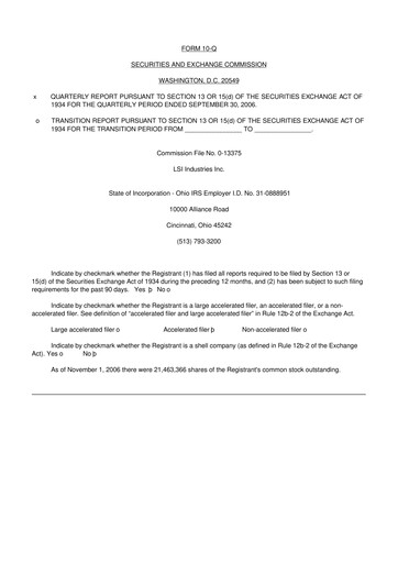 Miniature LSI Industries 10-Q Rapport trimestriel  