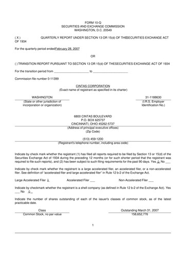 Thumbnail Cintas 10-Q Quarterly Report FY 