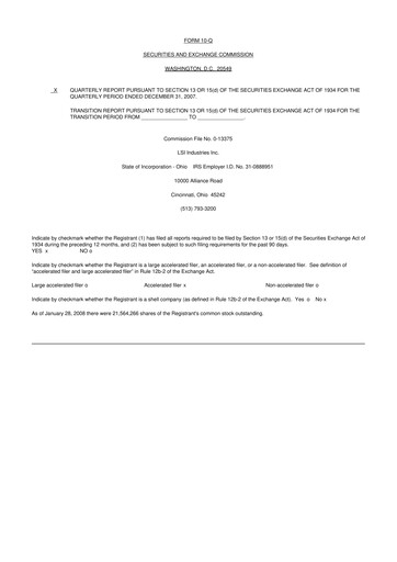 Miniature LSI Industries 10-Q Rapport trimestriel  
