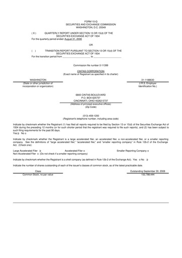 Thumbnail Cintas 10-Q Quarterly Report FY 