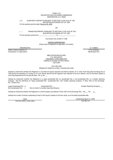 Thumbnail Cintas 10-Q Quarterly Report FY 