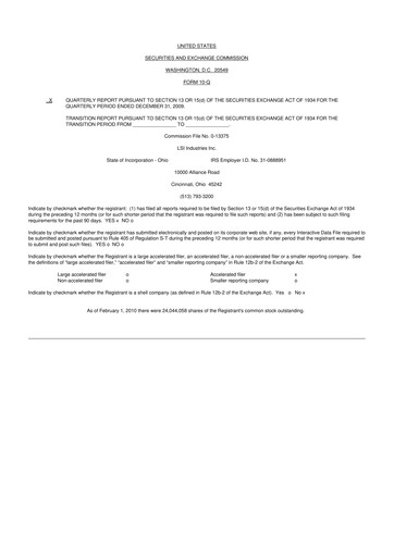 Miniature LSI Industries 10-Q Rapport trimestriel  