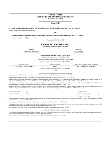 Thumbnail Chart Industries 10-K Annual Report 2019