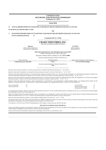 Thumbnail Chart Industries 10-K Annual Report 2021