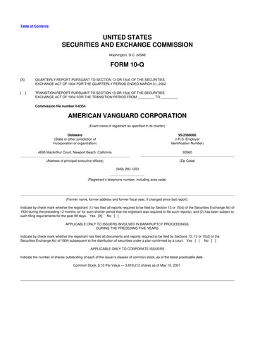 Thumbnail American Vanguard 10-Q Quarterly Report FY 