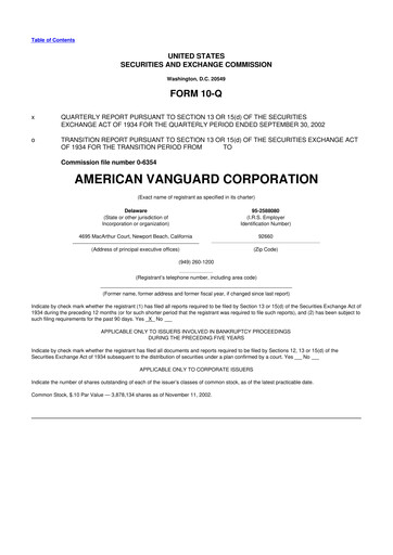 Thumbnail American Vanguard 10-Q Quarterly Report FY 