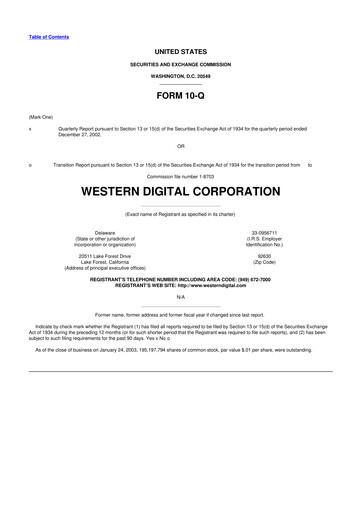 Thumbnail Western Digital 10-Q Quarterly Report FY 