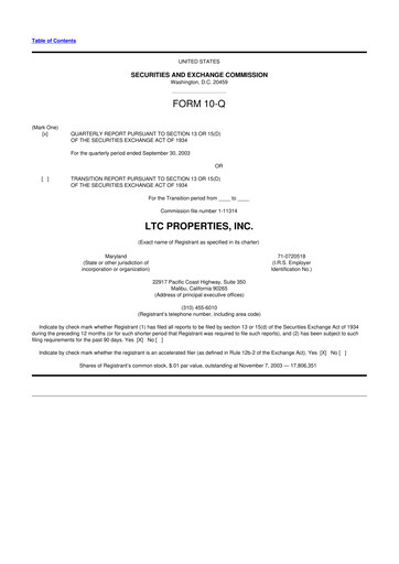 Thumbnail LTC Properties 10-Q Quarterly Report FY 