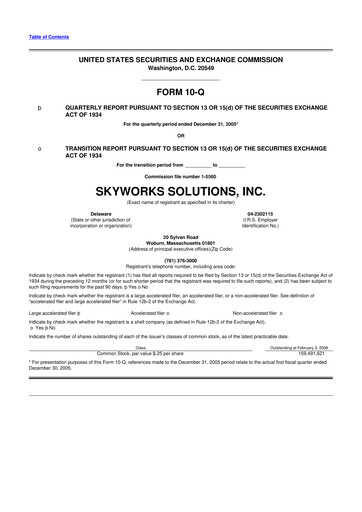 Thumbnail Skyworks Solutions
 10-Q Quarterly Report FY 