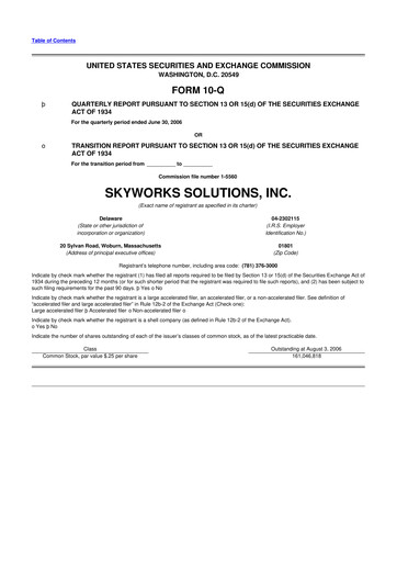 Thumbnail Skyworks Solutions
 10-Q Quarterly Report FY 