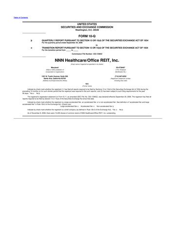 Thumbnail Healthcare Realty Trust 10-Q Quarterly Report FY 