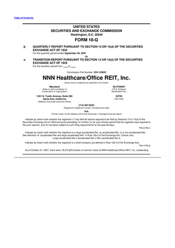 Thumbnail Healthcare Realty Trust 10-Q Quarterly Report FY 