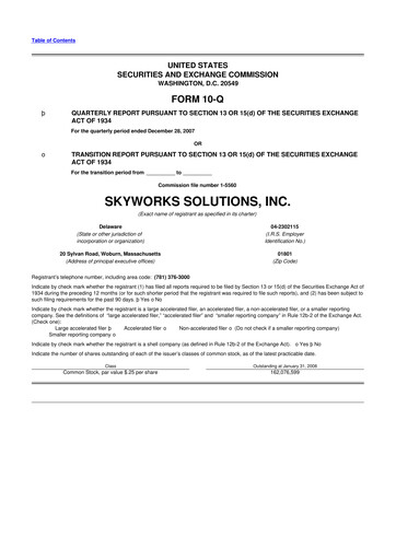 Thumbnail Skyworks Solutions
 10-Q Quarterly Report FY 